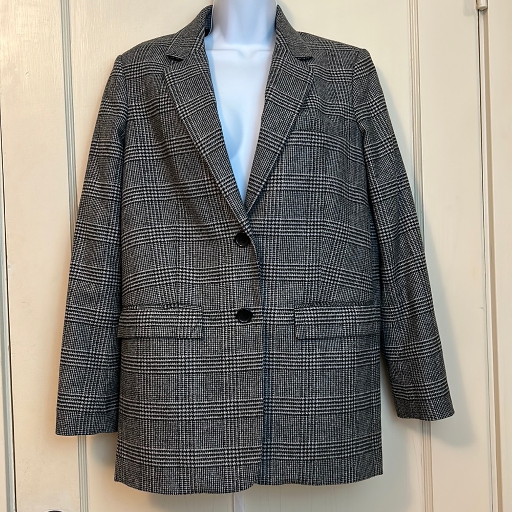 Everlane Blazer Oversized Wool Plaid